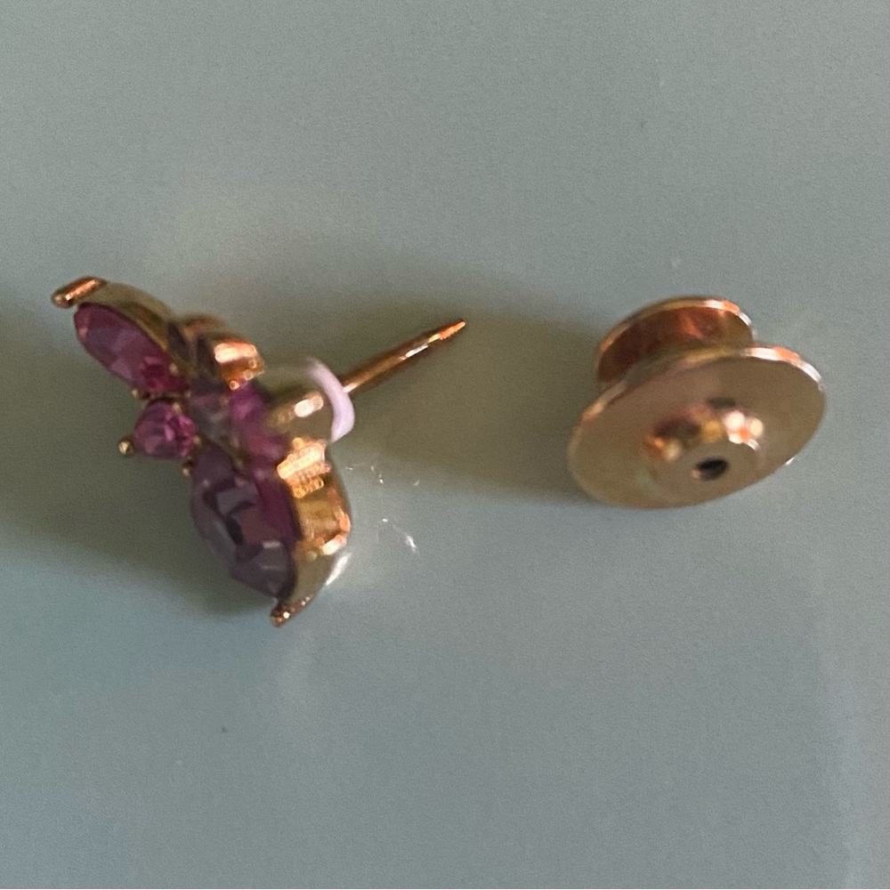 SWAROVSKI PINK & PURPLE WINGED BUG SCATTER LAPEL PIN OR TIE TAC - Picture 5 of 6
